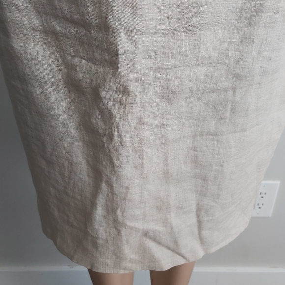 Pavlova oatmeal beige italian linen pencil skirt midi - Picture 3 of 12